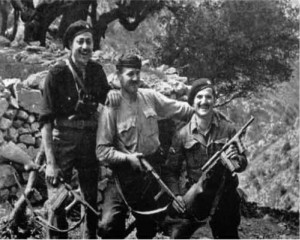 Cretan resistance Andantes. The SOE used weapons supplies as a tool to maintain balance between ELAS and EDES resistance groups. Weapons are United Defense UD42 9mm SMGs.