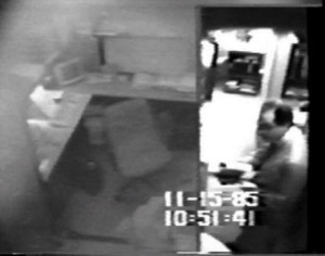 Jonathan Pollard, caught on surveillance video stealing documents.