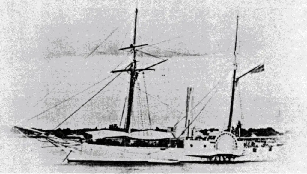This picture shows Water Witch closer to her 1855 appearance with a white hull, but it's of poor quality.