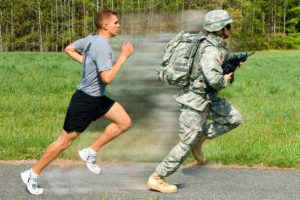 This fanciful illustration reflects what the Army really believes, institutionally: that the best runner is the best prepared for combat.