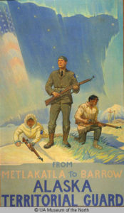 With different lettering, the same poster was used to sell war bonds. Note the M1917s. One man is Eskimo, one white, and one Alaskan Indian.