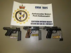 The Canadian border police bagged this Glock, BHP and Ruger from a single would-be smuggler. Big to enclicken!