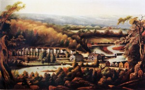 Whitneyville, CT, and the Eli Whitney Armory on the Mill River, c. 1862. 