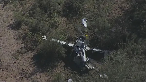 From another angle, showing the broken back of the plane. The pilot was lucky to escape with his life.
