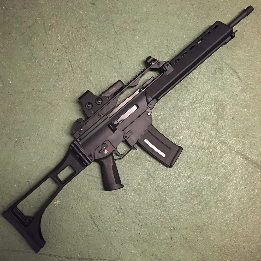 Recently-delivered HK 243 of an overseas customer shows its G36 roots.