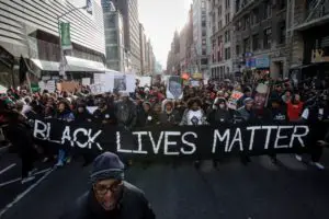 A Black Criminal Lives Matter demonstration in NYC, by communists (International ANSWER, etc.) and supporters of violent crime.