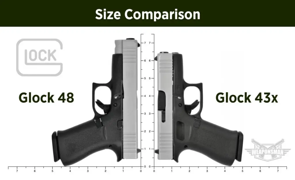 Glock 48 vs 43x size comparison