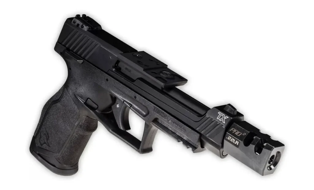 Taurus TX22 Competition pistol with an open slide