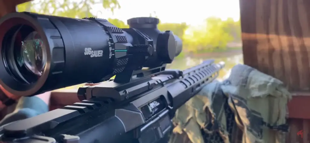 Sig Sauer Tango MSR on ar15 rifle in hunting stand