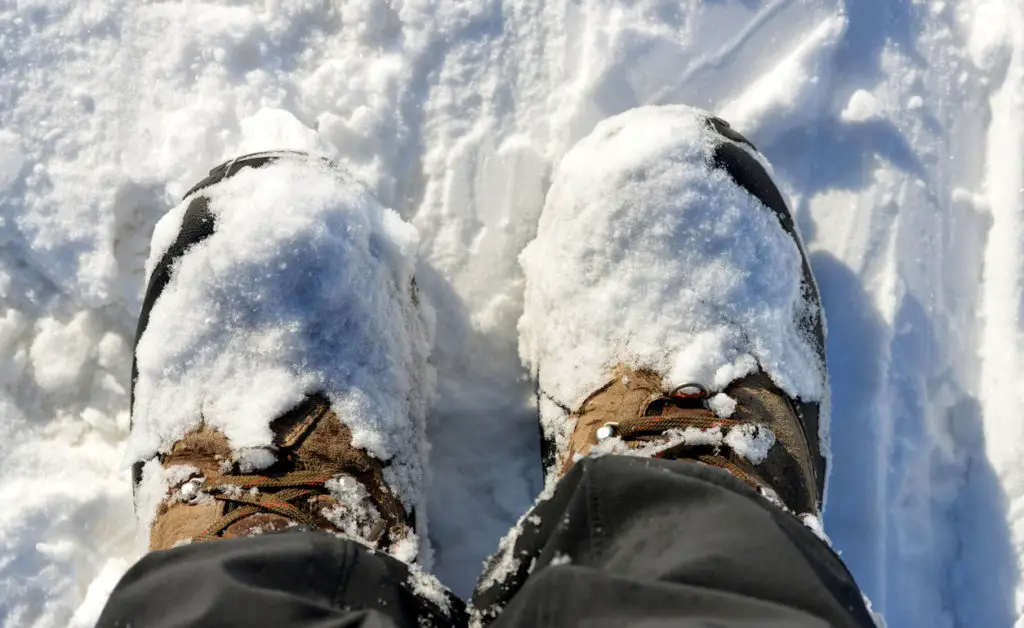 Boots covered in Snow