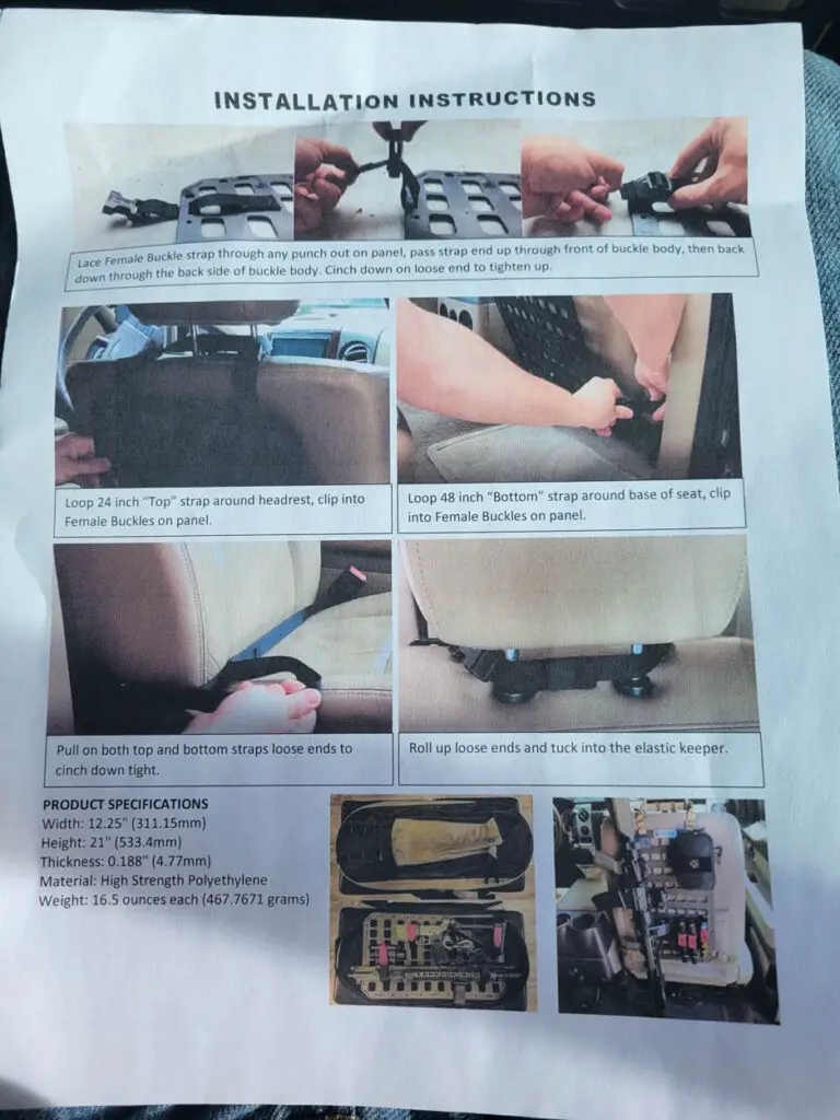 Grey Man Tactical Vehicle Seat Rifle Rack instructions sheet