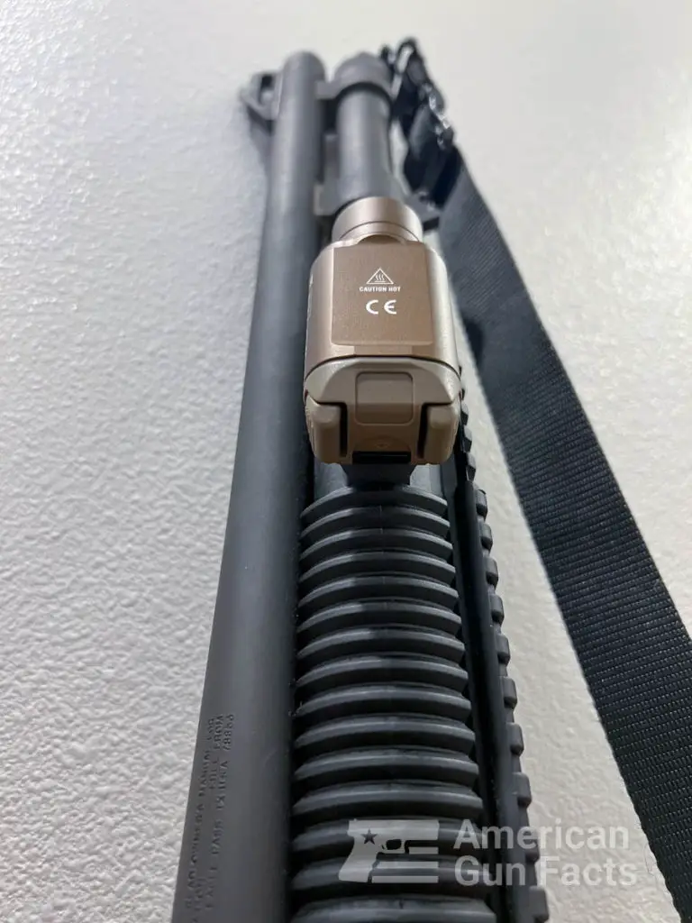 Valkyrie olight on side of shotgun for self defense